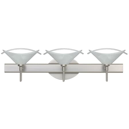 Besa Lighting Hoppi Vanity, Marble/Clear, Satin Nickel Finish, 3x5W LED 3SW-181304-LED-SN